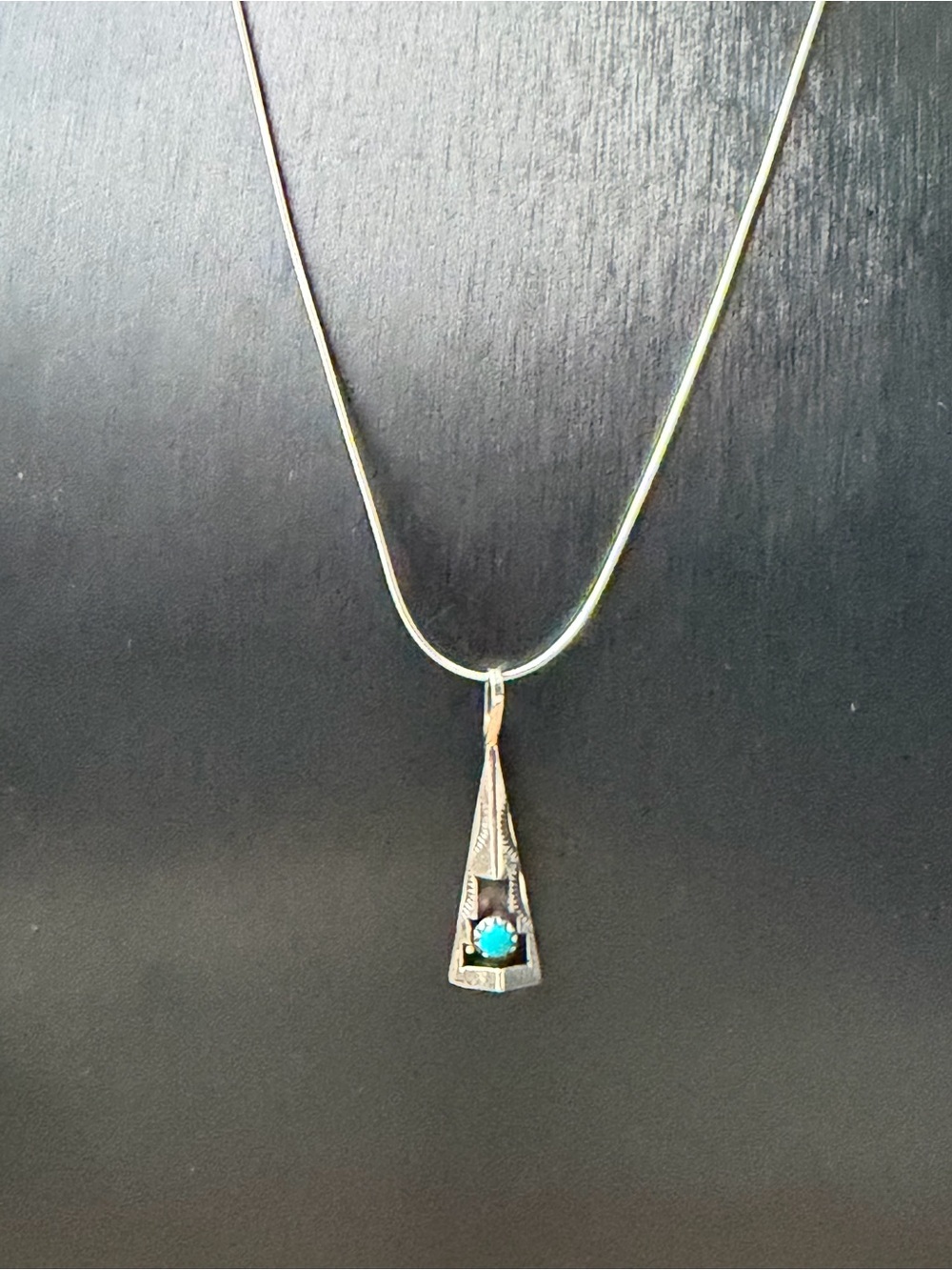 Felix Perry Navajo Sterling Silver Turquoise Drop Pendant - Picture 4 of 4